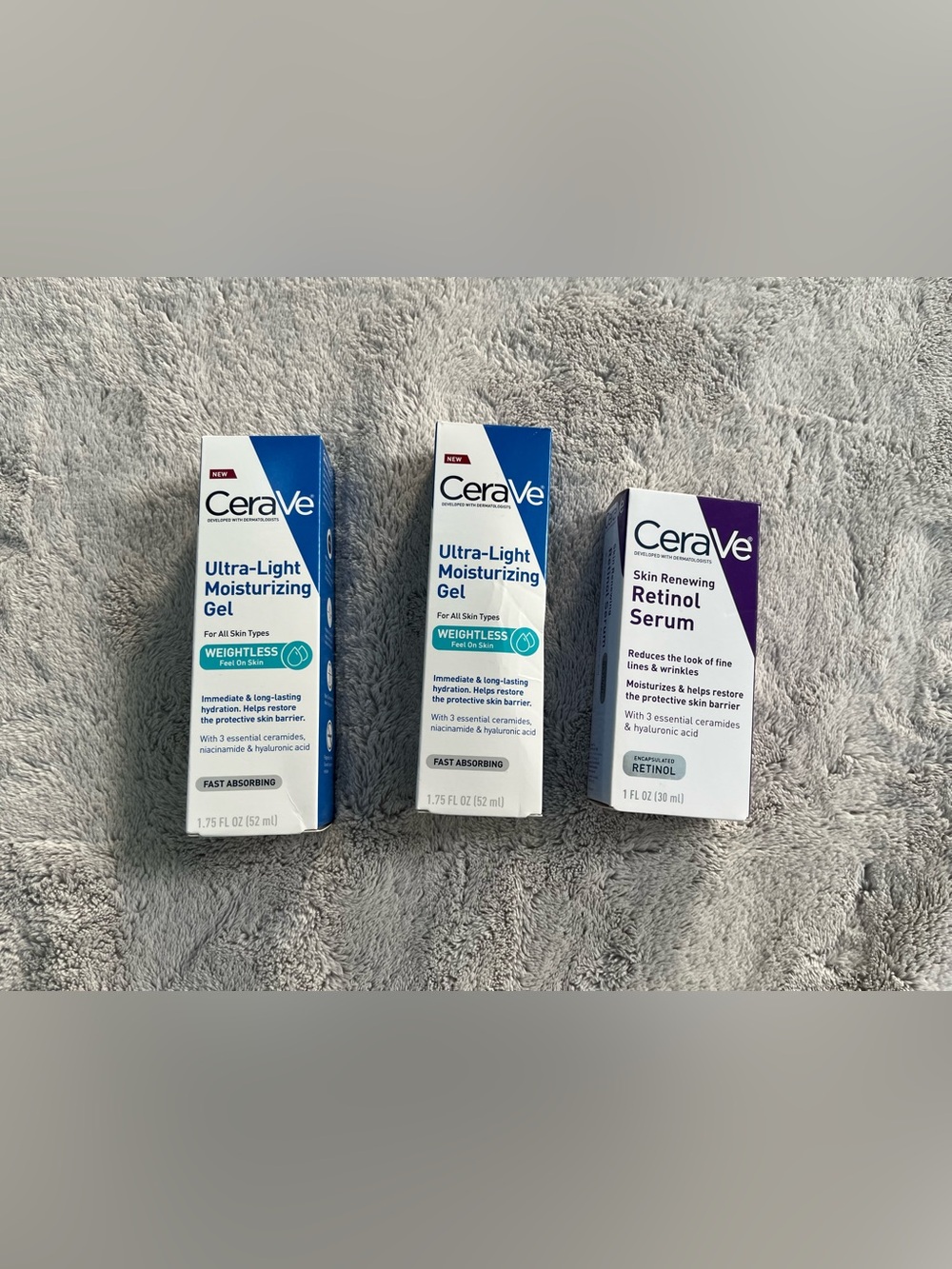 NWT 2x CeraVe Moisturizing Gel & 1x Retinol Serum